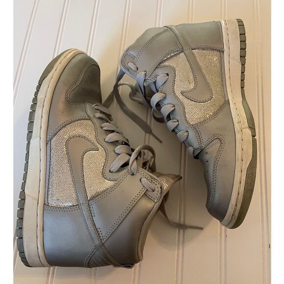 Nike Dunk High SB Metallic Silver White Sparkle Glitter 325203-001 Women's 7.5 - Picture 7 of 10